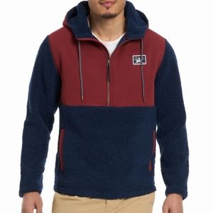 NWT Hurley Half Zip Sherpa Colorblocked Hoodie Size Large